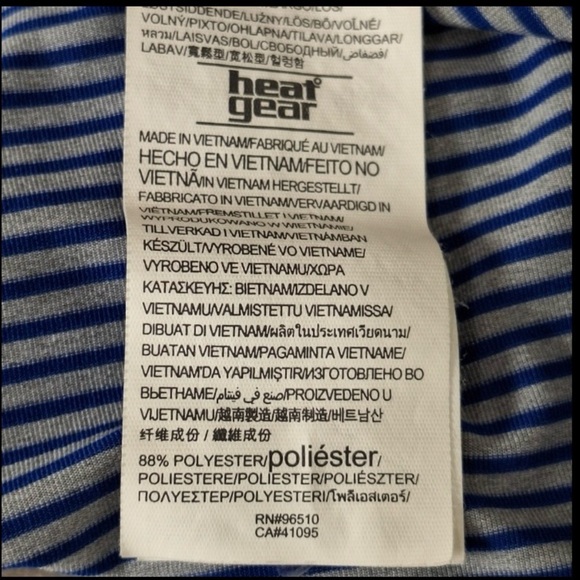 Under Armour Gorpcore HeatGear Men’s Blue Gray Striped Polo Shirt Size Large - Picture 10 of 11